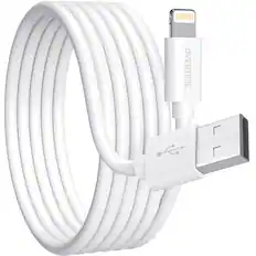 Front. Overtime - Overtime 10ft Apple MFI Certified Lightning to USB-A Long Charging Cable, Durable iPhone Charger Cord, White - White.