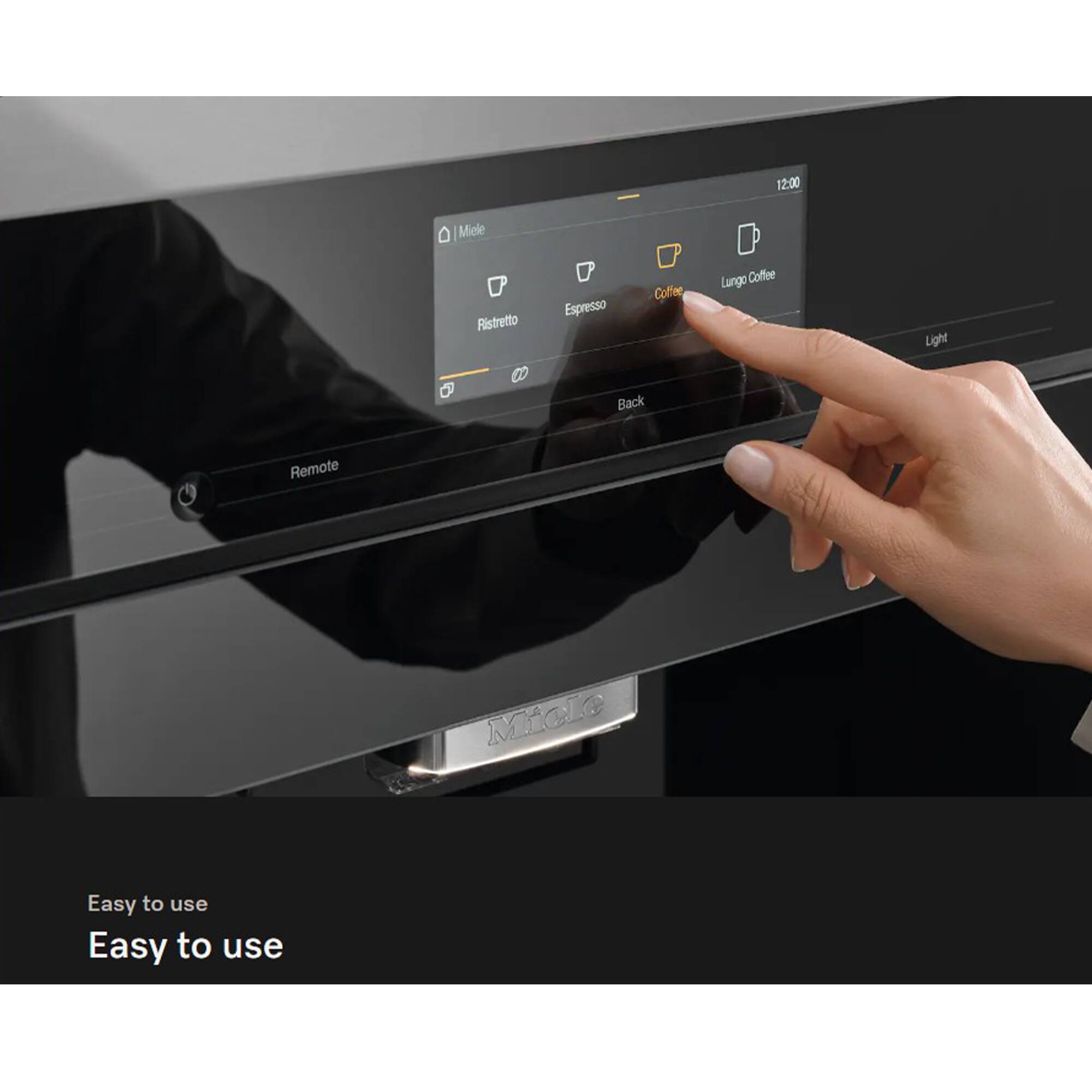 12:00 Miele Ristretto Espresso Coffee Lungo Coffee Light Back Remote Miele Easy to use