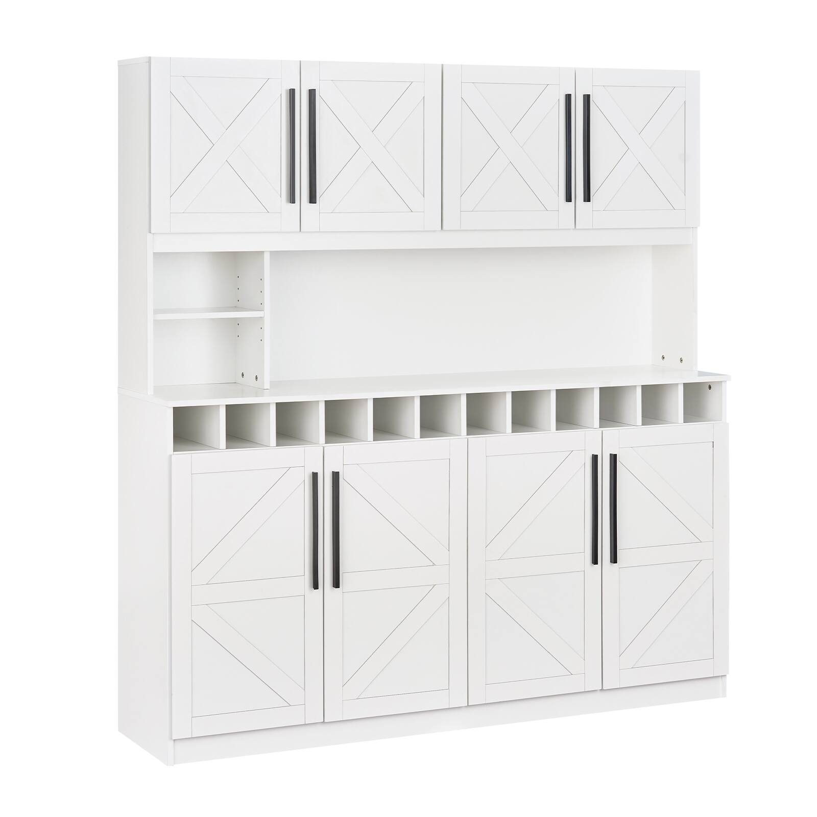 Gymax - 63'' Wide Kitchen Buffet Hutch w/4 Cabinets 2 Open Shelves & 12-Bottle Wine Rack - White price history on PriceWatchPro