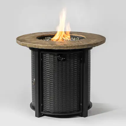 Front. Dexmalle - Dexmalle-Propane Gas 50000 BTU Steel Fire Pit-Black.