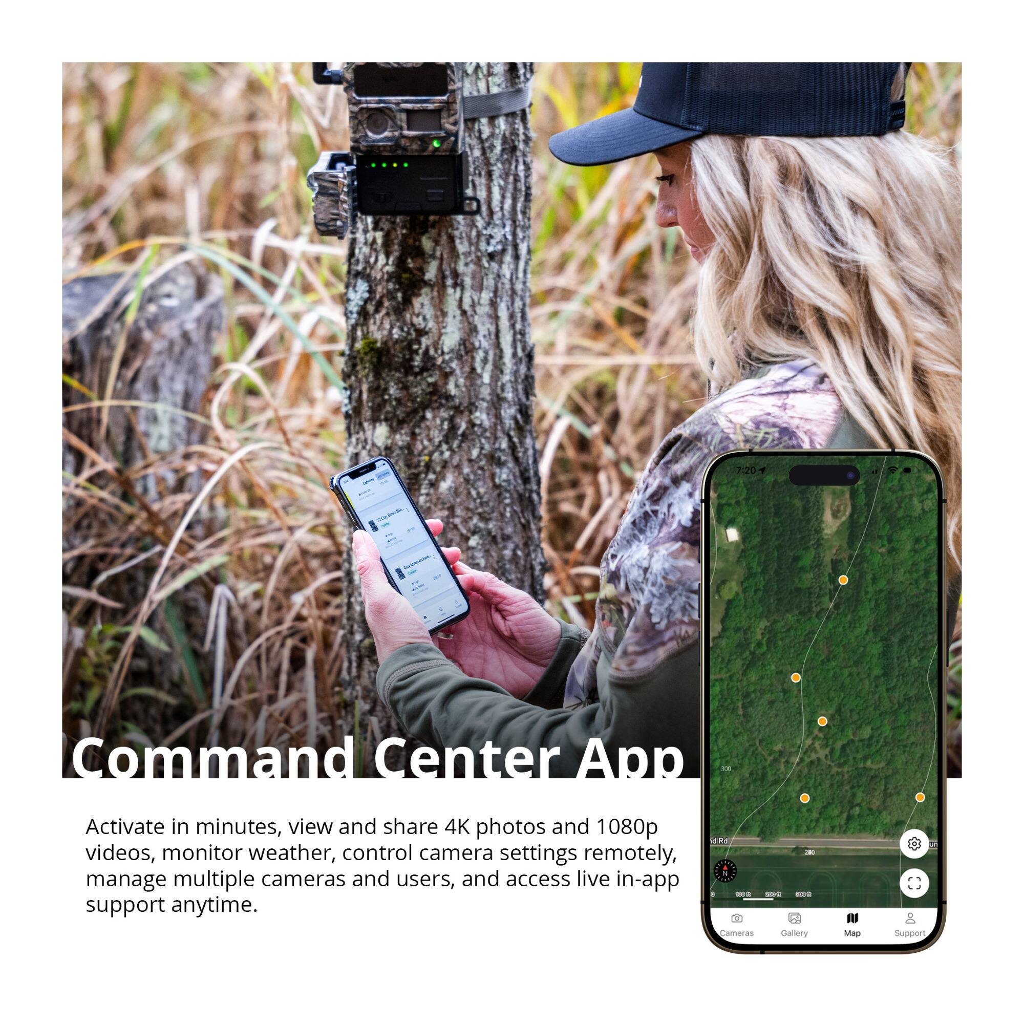 Command Center App

Activate in minutes, view and share 4K photos and 1080p videos, monitor weather, control camera settings remotely, manage multiple cameras and users, and access live in-app support anytime.