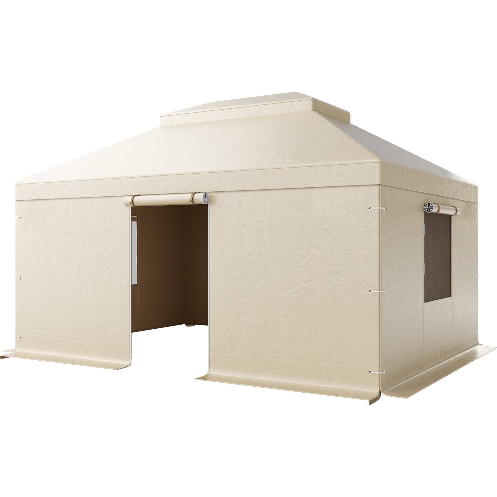 Alt View 5. VEVOR - Winter Gazebo Cover Fits 12 x 16 ft Hardtop Gazebos,All-Weather Double-Tiered Gazebo Cover with Sidewalls & Mesh Windows - Beige.