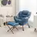 Left. Costway - Lazy Sofa Armchair with Folding Footrest and Storage Pocket - Blue.