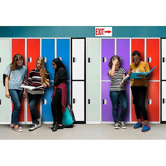 Left. AdirOffice - Storage Locker 629-Series 72" H 2-Tier Steel Digital Lock 2-Shelf Locker - Black Bidy/White Doors.