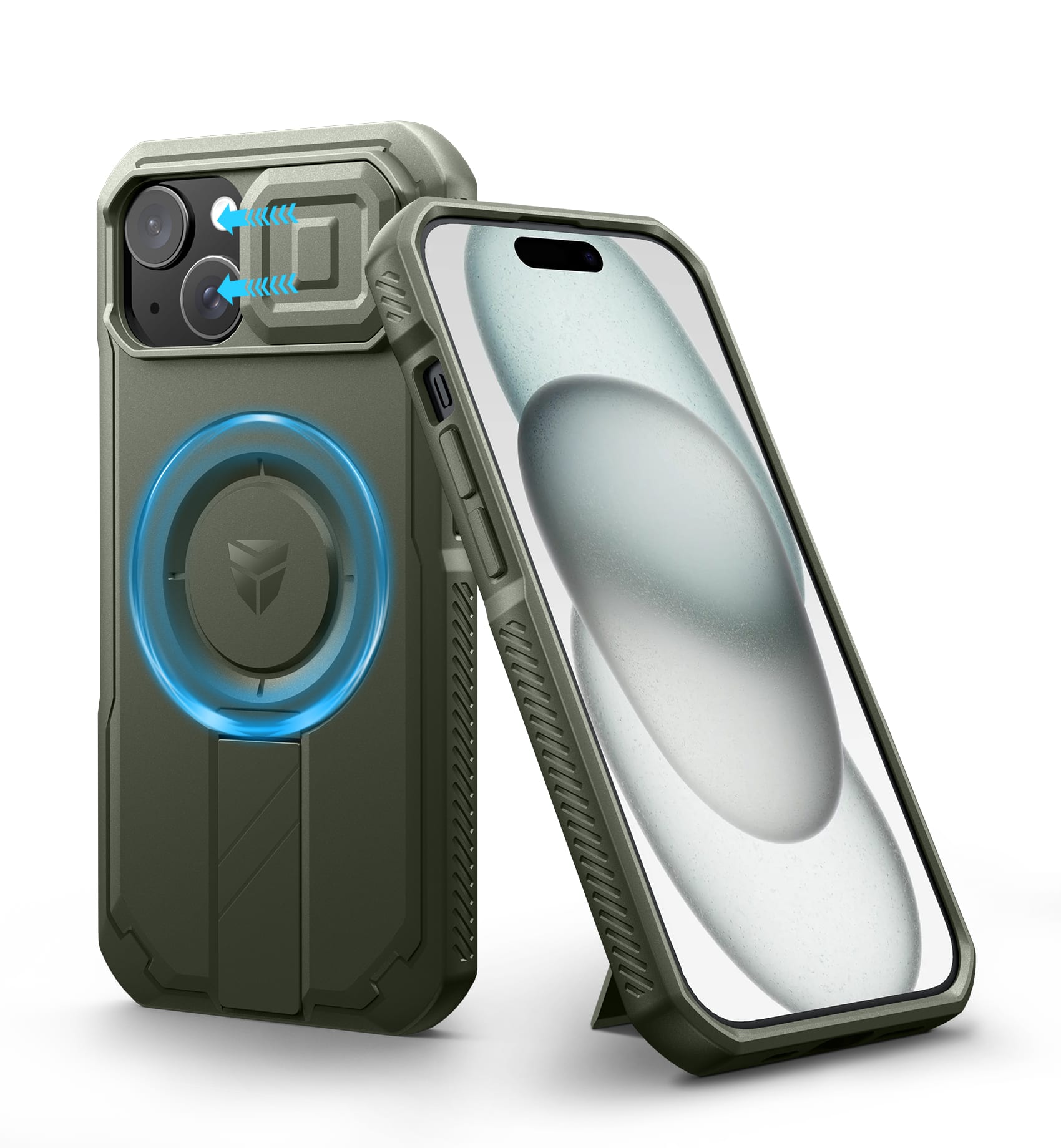 Dexnor - Phone Case for iPhone 15 with Slide Camera Cover, Compatible with MagSafe Heavy-Duty Rugged Magnetic Shockproof Bumper - Army Green price history on PriceWatchPro