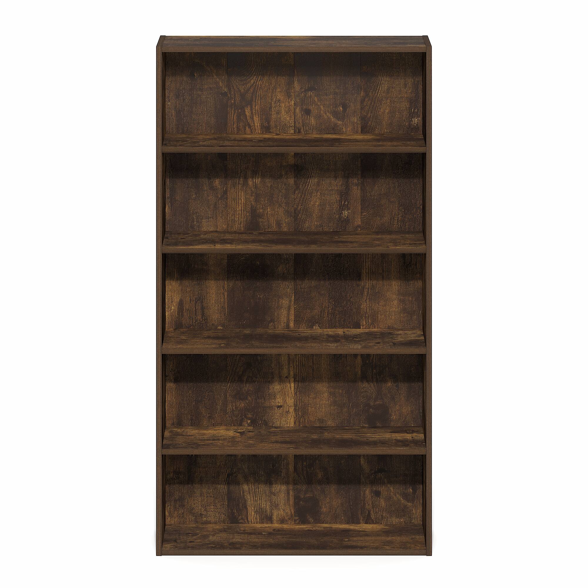 Alt View 5. Furinno - Basic 5-Tier Open Shelf Bookcase, Bookshelf, Storage Organizer, 7 x 24 x 44 - Amber Pine.