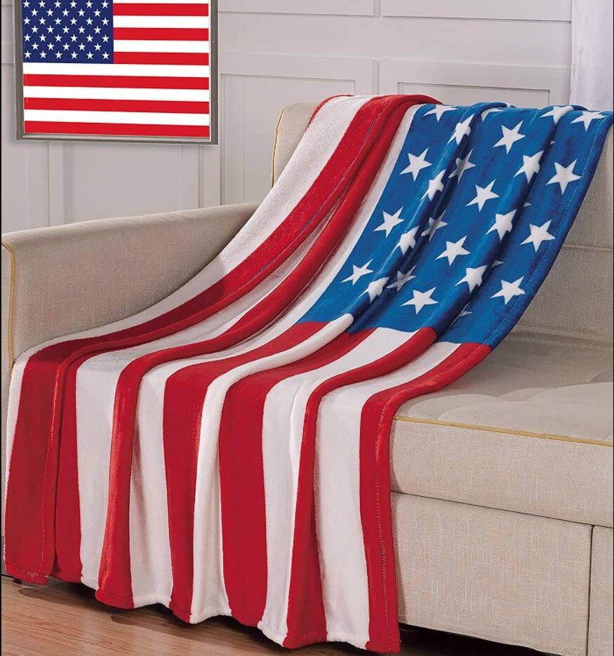 Back. Noble House - Noble House July 4th Stars & Stripes American Flag Ultra Lush Oversized Throw Blanket (50" x 70") - July 4th Stars & Stripes American Flag.