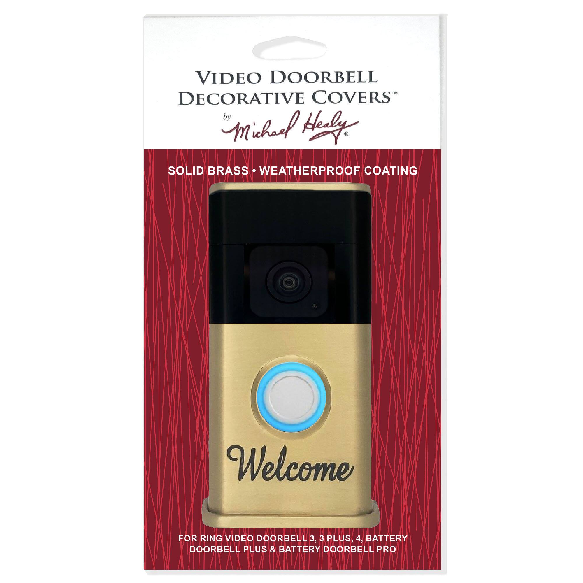 VIDEO DOORBELL DECORATIVE COVERS by Michael Hely - SOLID BRASS WEATHERPROOF COATING. Welcome for RING VIDEO DOORBELL 3, 3 PLUS, 4, BATTERY DOORBELL PLUS & BATTERY DOORBELL PRO.