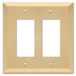 AMERELLE - Century Satin 2 gang Stamped Steel Decorator Wall Plate 1 pk - Brass