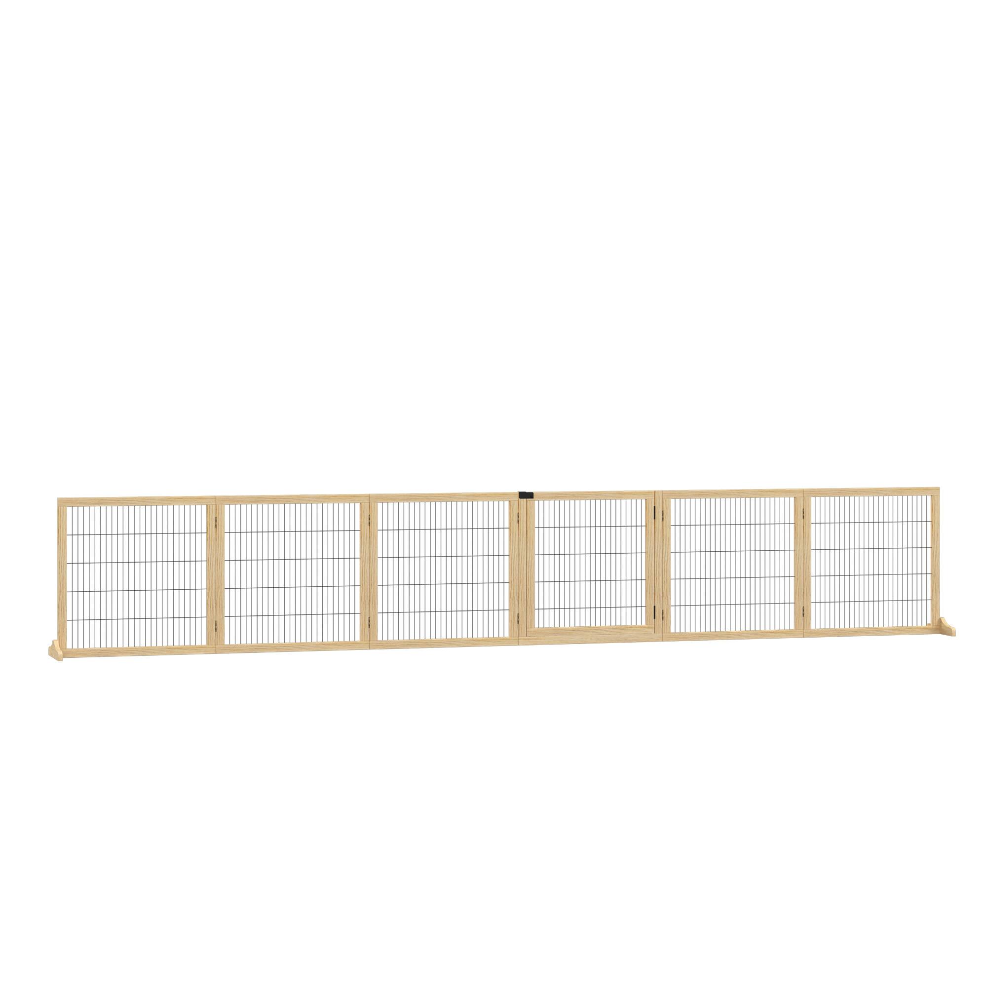 Pawhut - Pet Gate, 6-Panel Folding Dog Safety Barrier with Support Feet for Small & Medium Dogs