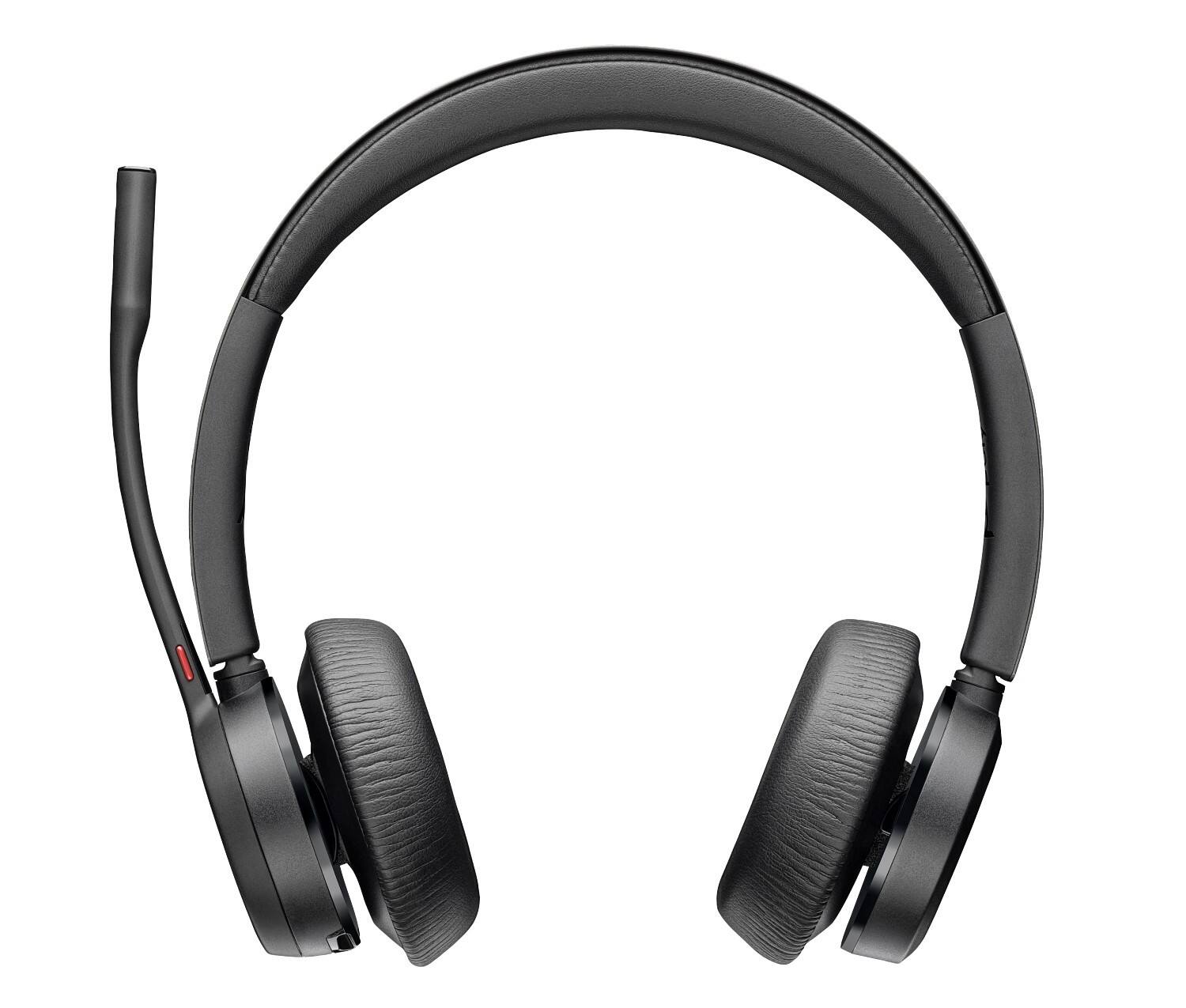 Angle. HP - Poly Voyager 4320 USB-C Headset +BT700 dongle - Black.