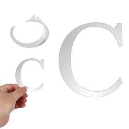 Unique Bargains - 3D Alphabet Mirror Wall Sticker, 4" Acrylic Letter C Self-Adhesive Home Decor for Living Room, Bedroom - Silver