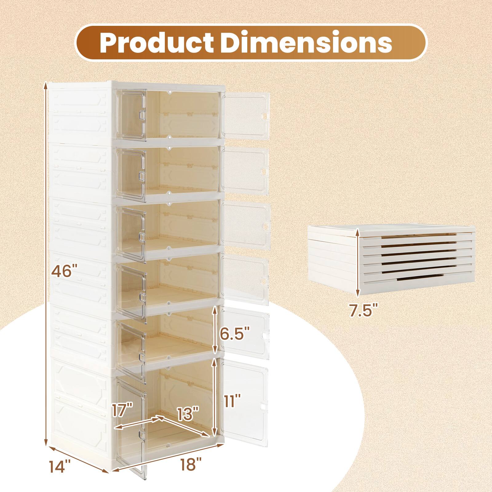 Product Dimensions: 46" x 14" x 18" x 17" x 13" x 11" x 6.5" x 7.5"