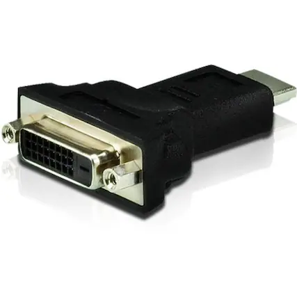 Front. Aten Technology - ATEN HDMI to DVI Converter - 1 x HDMI Digital Audio/Video Male - 1 x 25-pin DVI-D Digital Video Female - Black - Black.