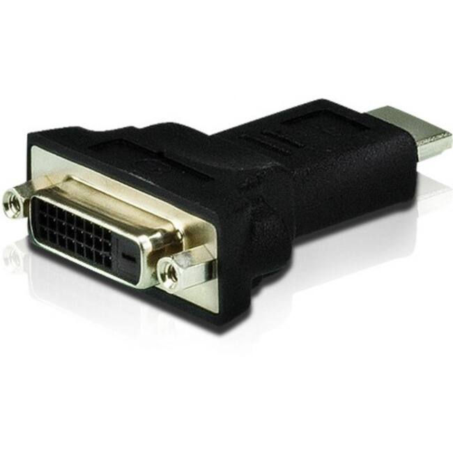 Front. Aten Technology - ATEN HDMI to DVI Converter - 1 x HDMI Digital Audio/Video Male - 1 x 25-pin DVI-D Digital Video Female - Black - Black.