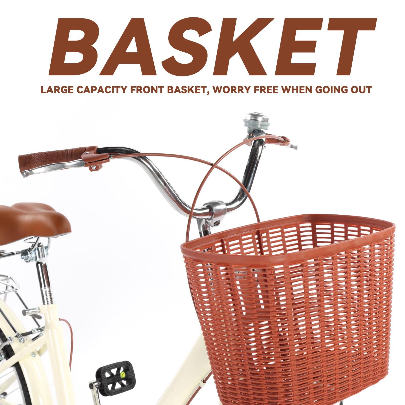 BASKET  
LARGE CAPACITY FRONT BASKET, WORRY FREE WHEN GOING OUT