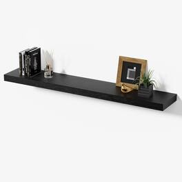 BOMEDA - Floating Shelves for Wall, Bathroom Shelves Over Toilet, Wooden Wall Mounted Shelf for Room Storage, 48x7x1.5 in, 1 Pack - Black