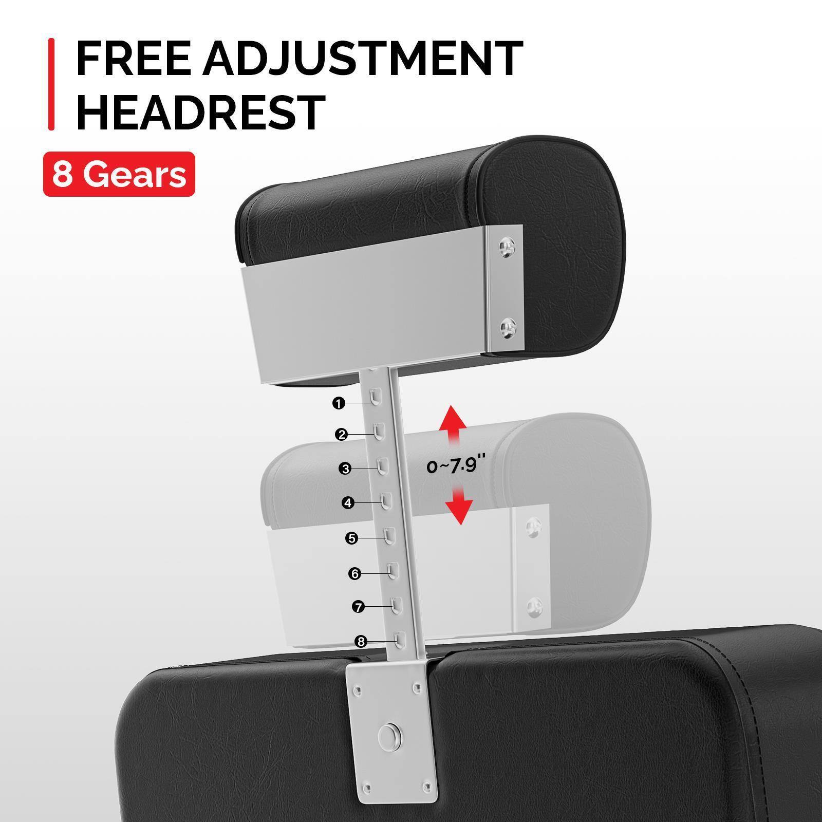 FREE ADJUSTMENT HEADREST  
8 Gears  
1 2 3 4 5 6 7 8  
0~7.9"