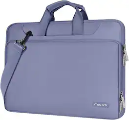 mosiso - 360 Protective Laptop Bag 15.6 inch,Computer Carrying Case with Shoulder Strap for MacBook Air Pro 15 16 HP Dell Asus - Lavender Gray