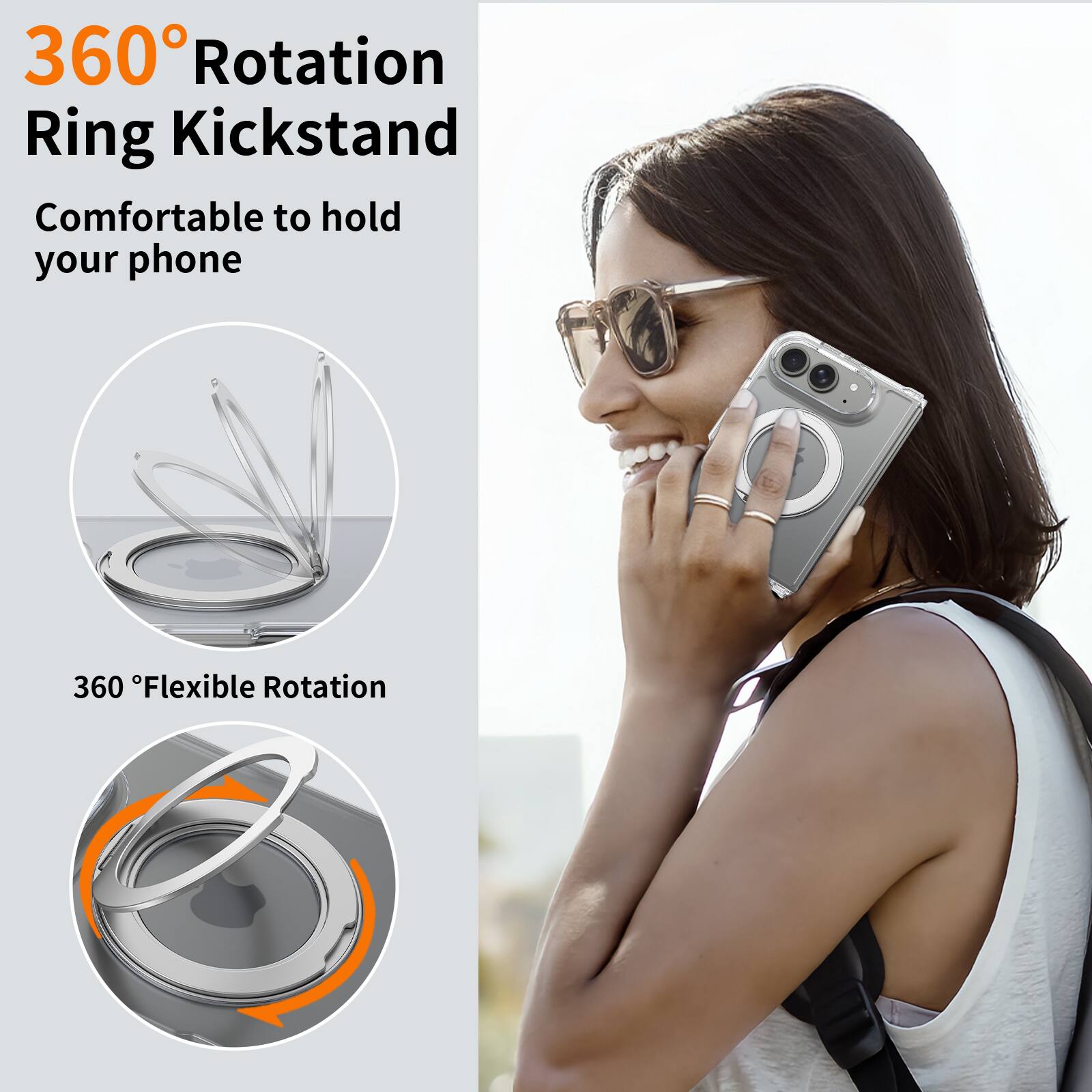 360° Rotation Ring Kickstand  
Comfortable to hold your phone  

360° Flexible Rotation