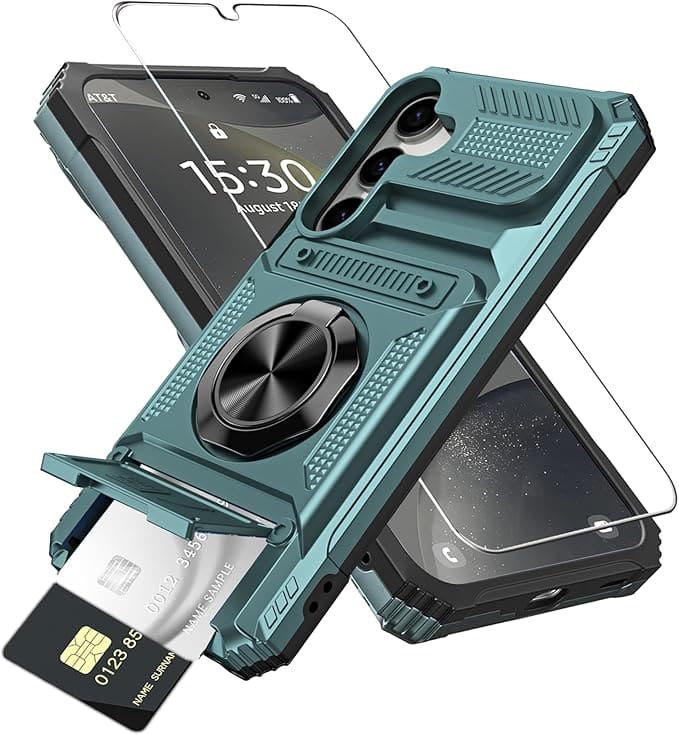 Gravity Ridge - for Samsung Galaxy S23 Plus Wallet Case with Card Holder 360°Ring Kickstand Military Grade Drop Shockproof Rugged Case - Green