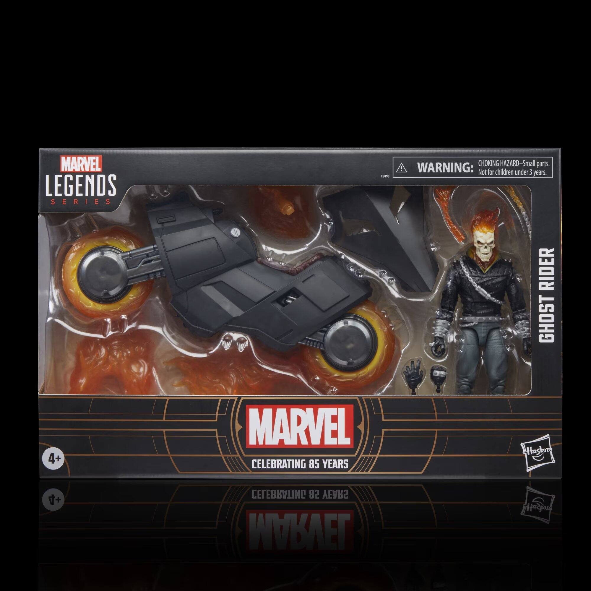 MARVEL LEGENDS SERIES  
4+  
MARVEL CELEBRATING 85 YEARS  
CHOKING HAZARD-Small parts. WARNING: Not for children under 3 years.  
RIDER GHOST Hangroo  
CELEBRATING 28 YEARS MARVEL