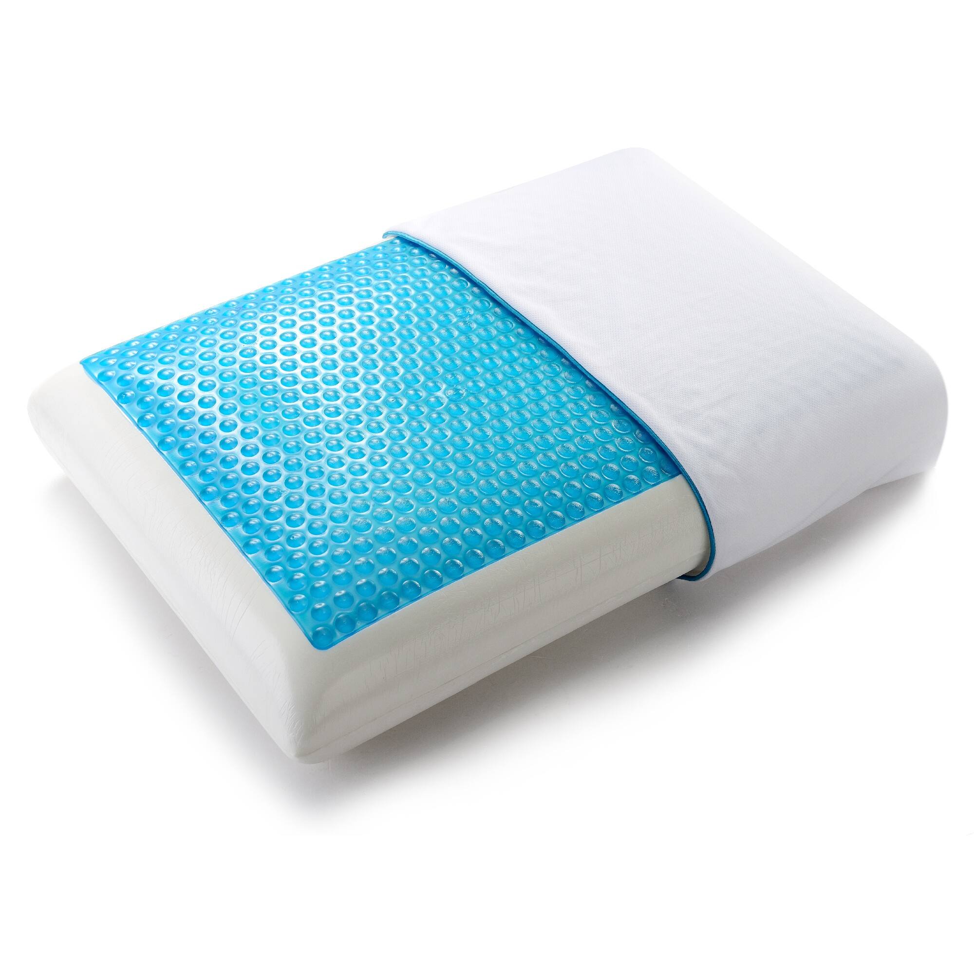 Back. Cheer Collection - Reversible Memory Foam Bed Pillow with Cooling Gel and Breathable Zip-off Cover - White.