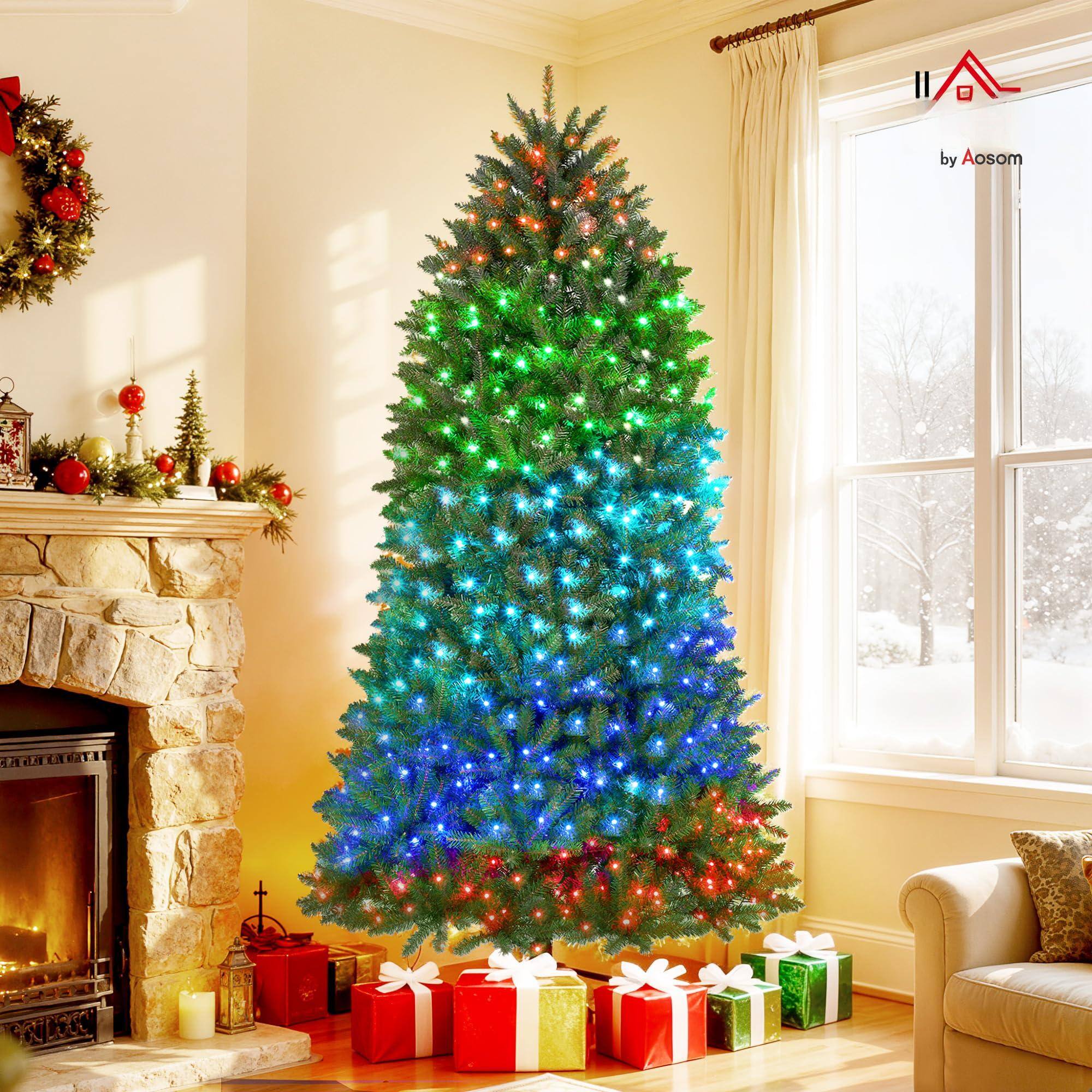 Alt View 2. Skar Audio - Smart Prelit Christmas Tree With Rgb Dimmable Leds App And Remote Control Wide Full Hinged - 7.5ft.