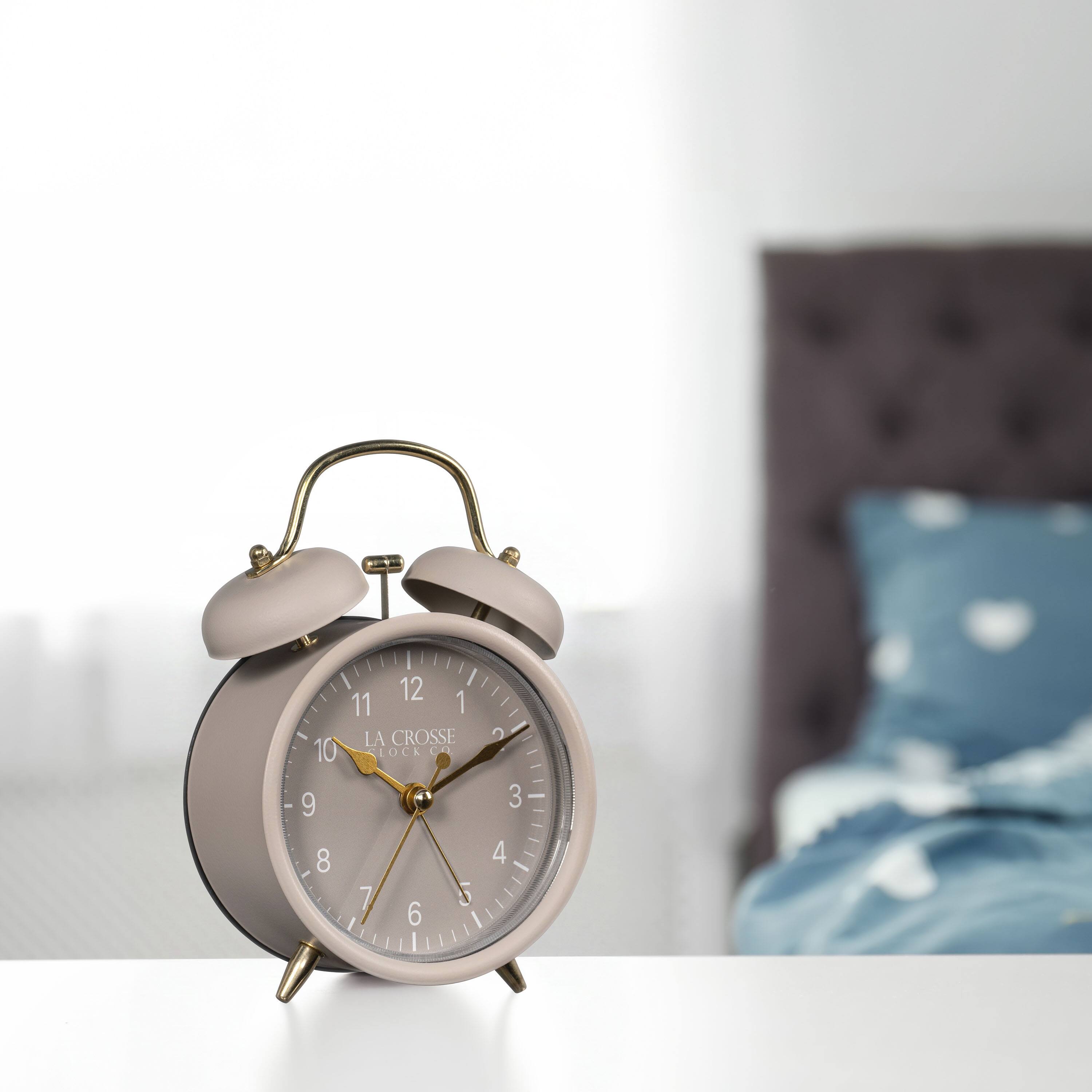 La Crosse Clock Co. Twin Bell Silent Sweeping Quartz Analog Alarm