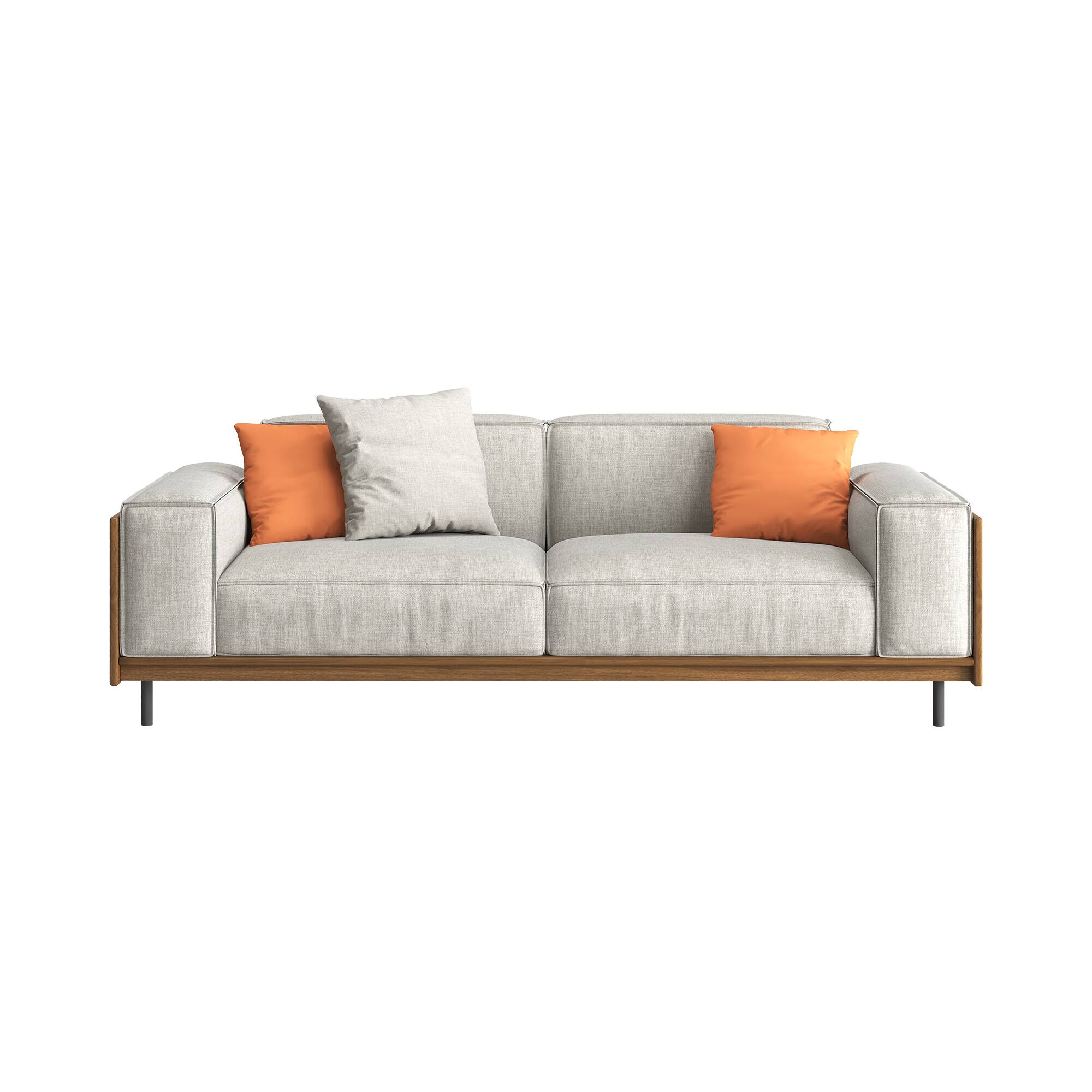 Alt View 4. luck idea - Mid-Century Modern Sofa, Fabric Sofa Couch, Living Room Sofa with Solid Wood Frame, Cotton-Linen Upholstery, Gray - Gray 2-Seat.