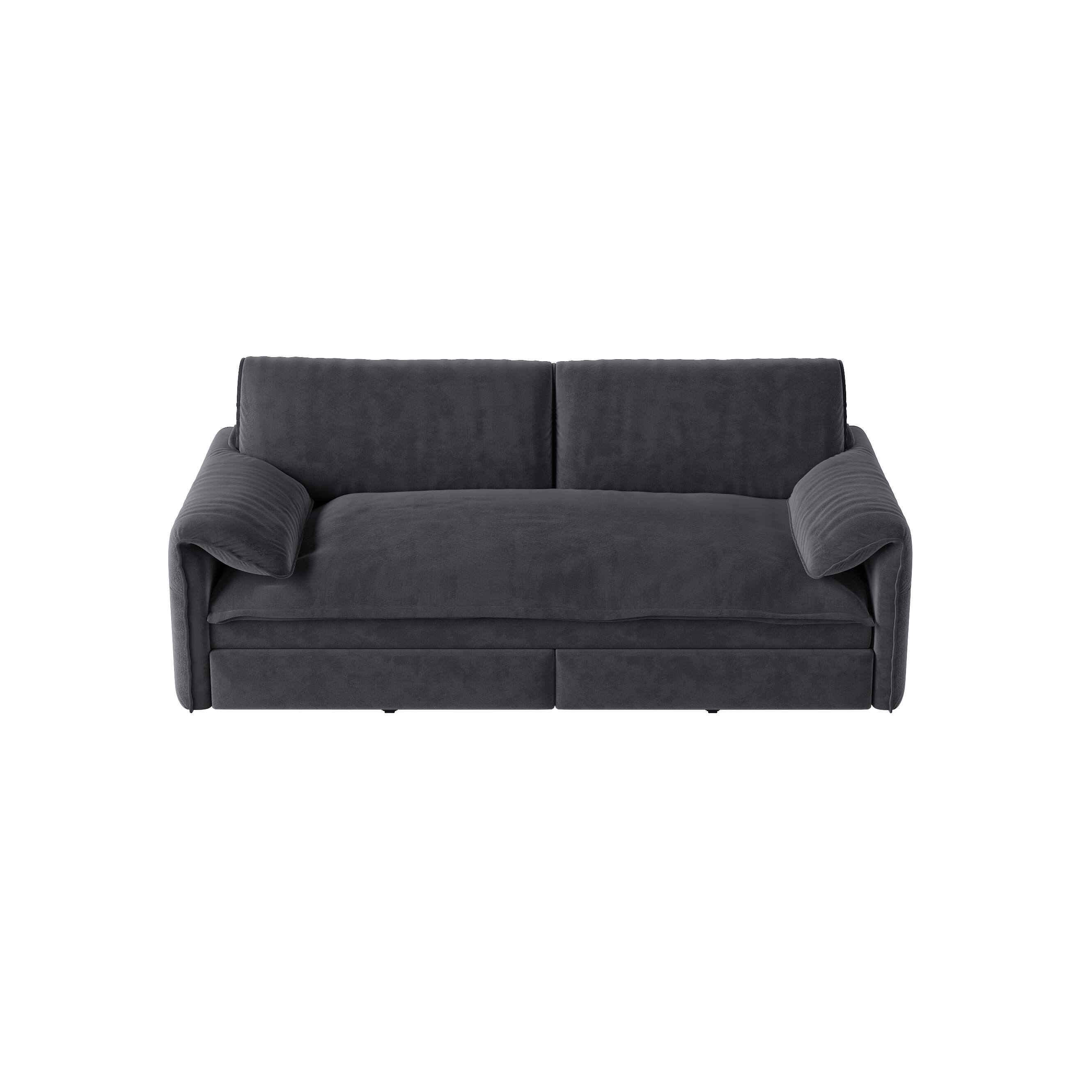 Alt View 10. Tiramisubest - Queen Pull Out Sofa Bed,3-in-1 Convertible Sleeper Sofa with Side Storage,Velvet Loveseat for Living Room,Office,Gray - Grey.
