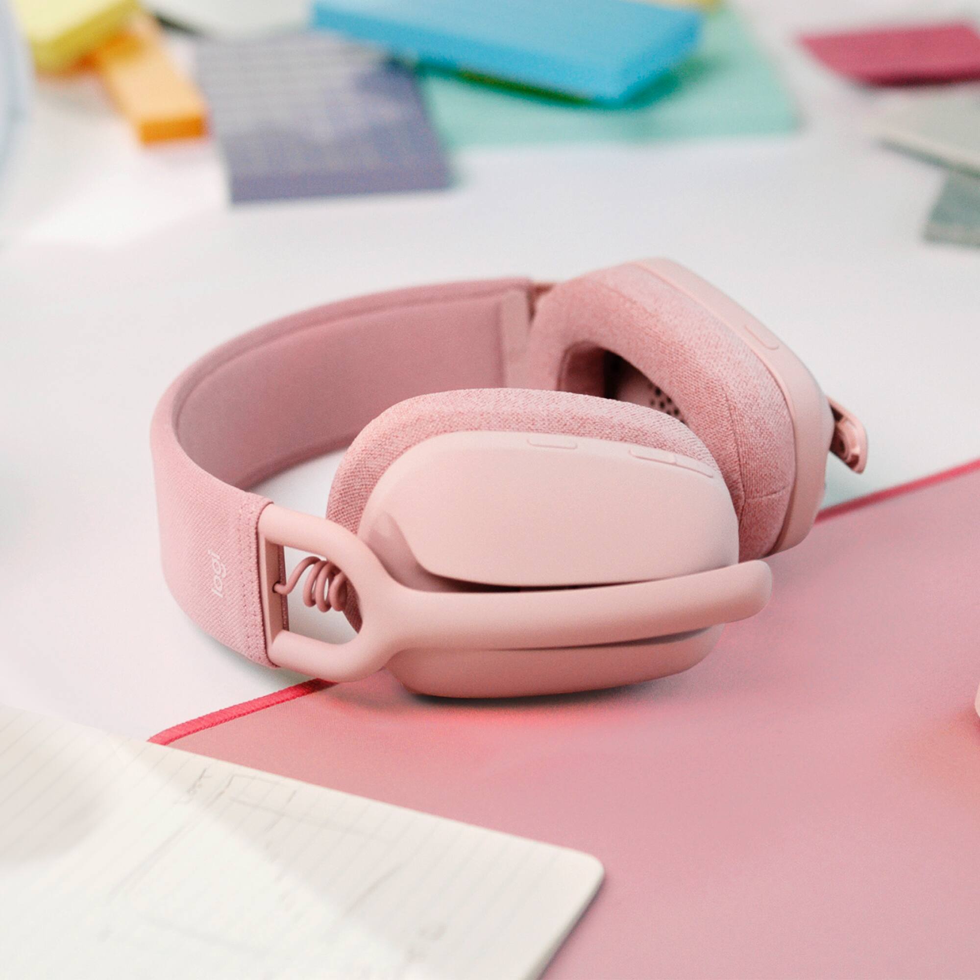 Alt View 11. Logitech - Zone Vibe 100 Bluetooth Over Ear Headphones with Noise-Cancelling Microphone - Rose.