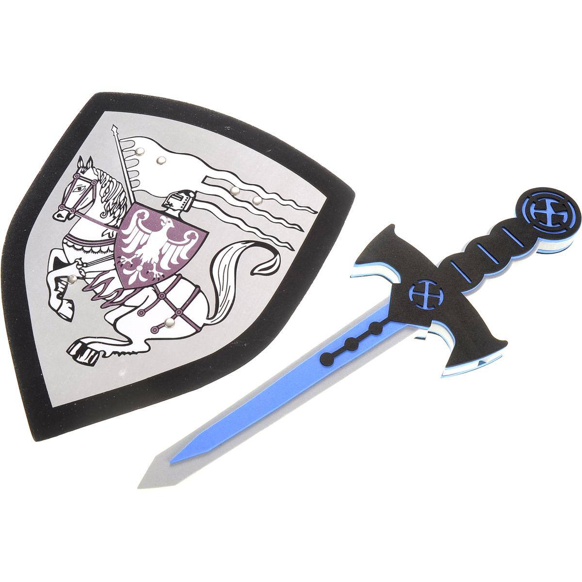 Alt View 1. JuzToys - 2-Pack Foam Swords and Shields Toy Weapons – Pretend Play Fake Swords Toy, Role Play Knight Costume for Kids, Blue/Green - Multicolored.