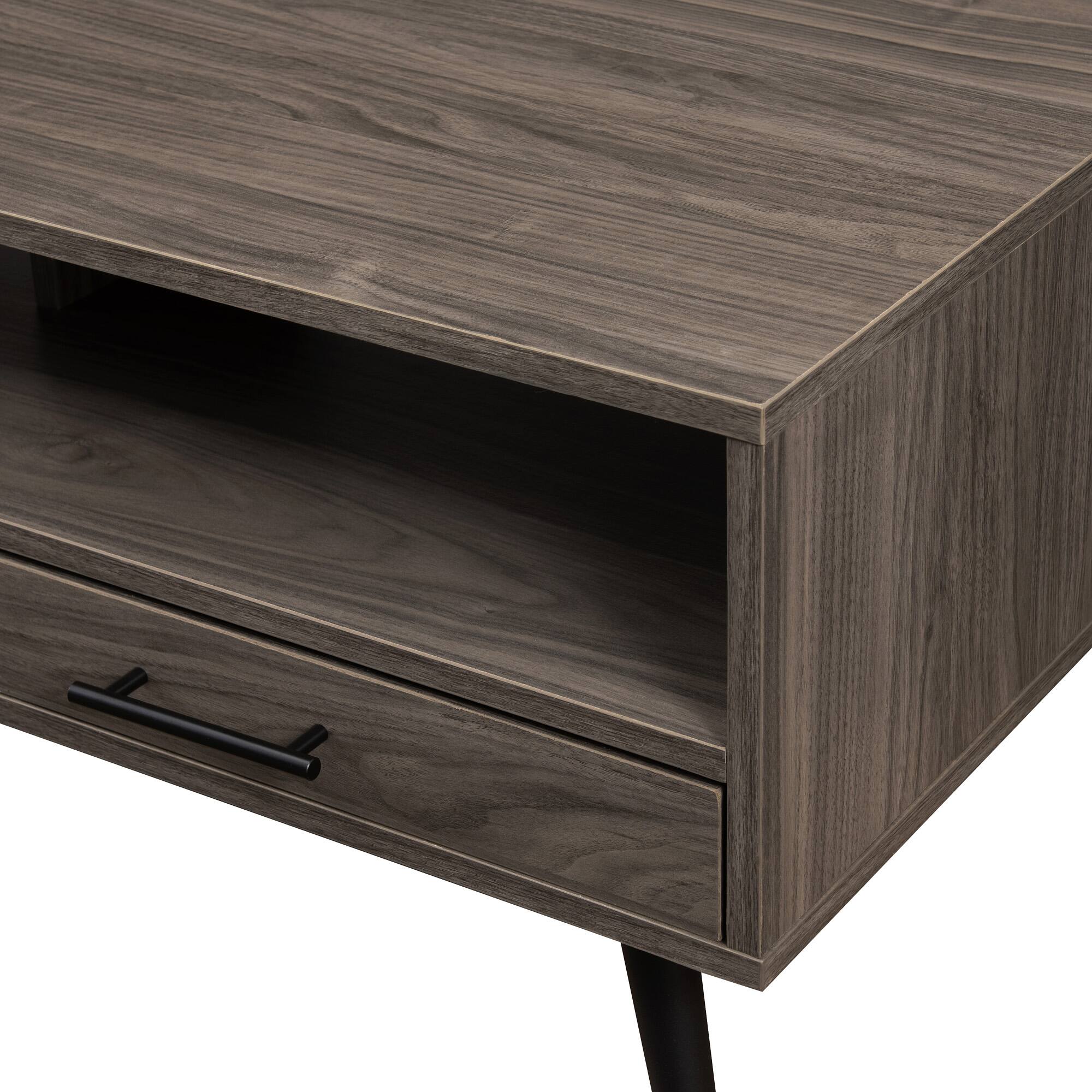 Alt View Zoom 32. Walker Edison - Contemporary 2-Drawer Coffee Table with Open Storage - Slate Grey/Black.