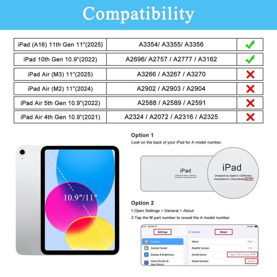 Pacoar Cade For Ipad (a16) 11th/10th Generation Case With Keyboard(2025 ...