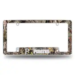 Rico Industries - Pittsburgh Pirates Chrome Metal License Plate Frame with Bold Mossy Oak Camouflaged Camo Design - Multi