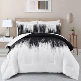 PO3TICJUNKI3 - Ombre Comforter Set Reversible Gradient Boho Bedding For Men Women 8 Pieces Bed In A Bag Bohemian With Sheets - Black White-King