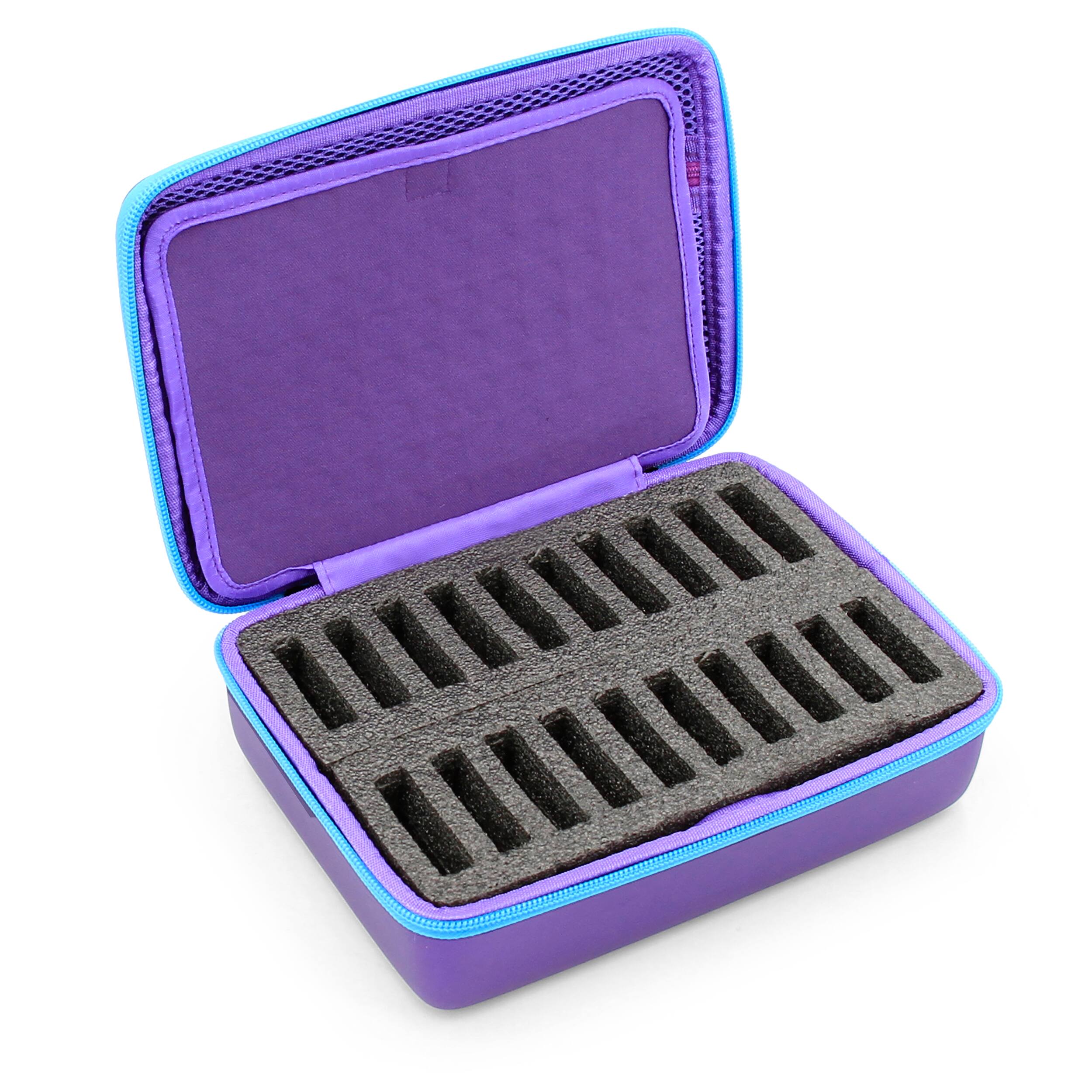 Alt View 1. CASEMATIX - 20-Slot Hair Clipper Blade Holder Case for Barbers & Stylists – Detachable Blades, Guards, and Accessory Storage, Purple.