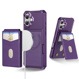 Dteck - For Apple iPhone 16 Plus Wallet Case 2-in-1 Magnetic Leather Flip Stand RFID Blocking Cover With Detachable Card Holder - Purple