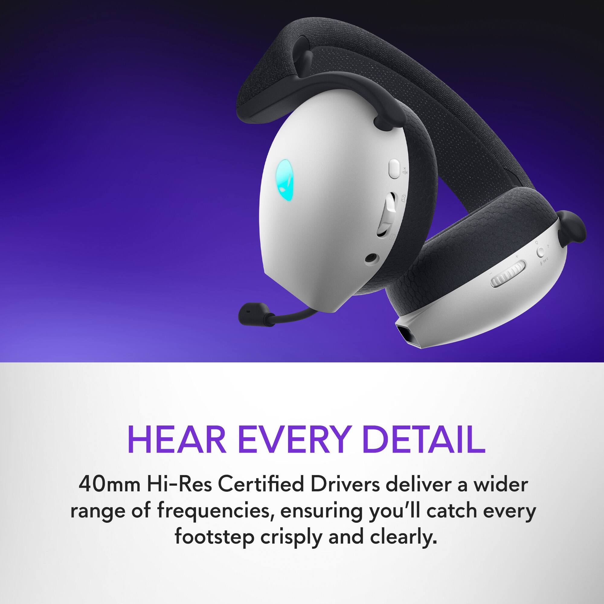 Hear Every Detail: 40mm Hi-Res Certified Drivers deliver a wider range of frequencies, ensuring you'll catch every footstep crisply and clearly.