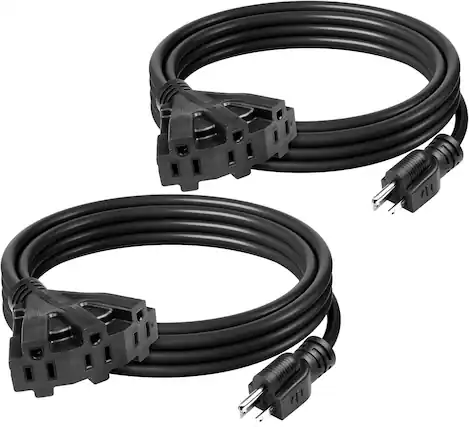 Front. BN-LINK - BN-Link 2-Pack 10ft Outdoor Extension Cord, 3 Outlets, 13A/1625W, Black, for Holiday & Garden Use - Black.