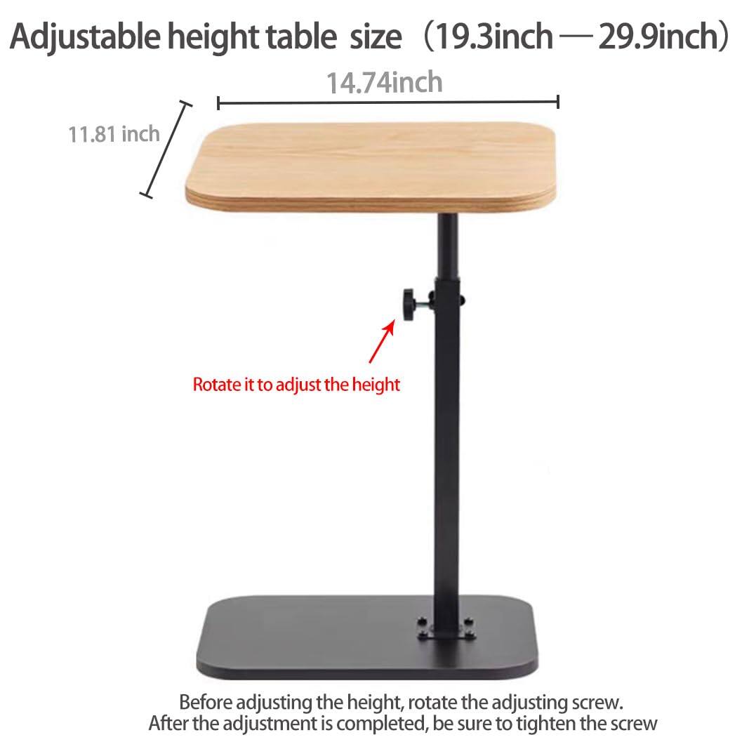 Adjustable height table size (19.3 inch — 29.9 inch)  
14.74 inch  
11.81 inch  

Rotate it to adjust the height  

Before adjusting the height, rotate the adjusting screw.  
After the adjustment is completed, be sure to tighten the screw.