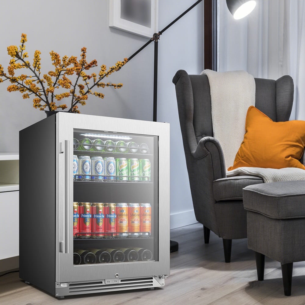 Alt View Zoom 17. LanboPro - 24 in. 112 Can 6 Bottle Storage Capacity Beverage Refrigerator with Ultra-Quiet Compressor and Digital Thermostat - Black.