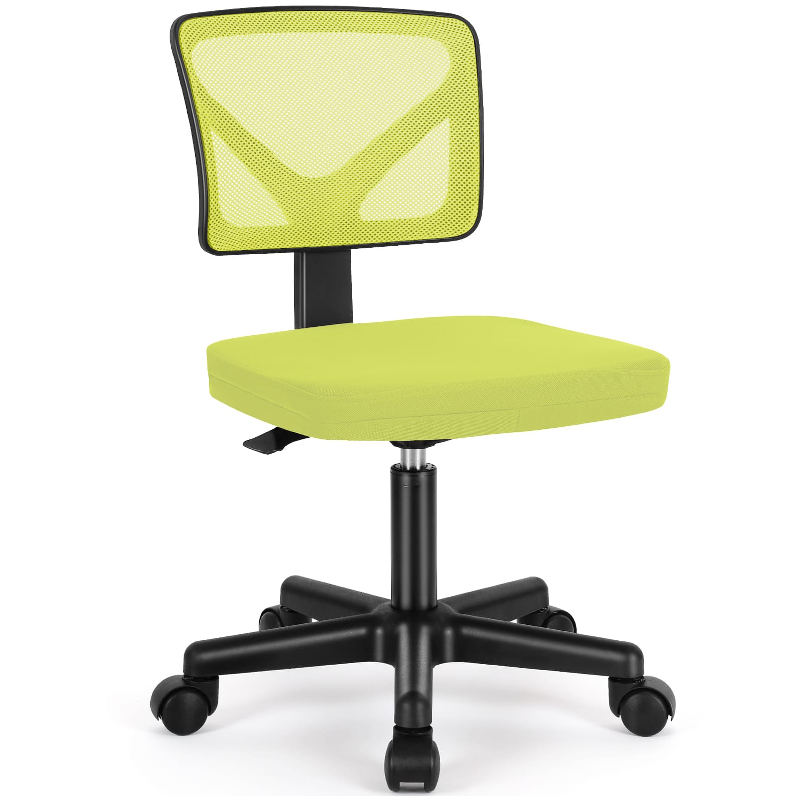 Sweetcrispy - Ergonomic Low-Back Mesh Armless Swivel Office Chair, Adjustable Modern Small Desk Chair for Home Office - Green