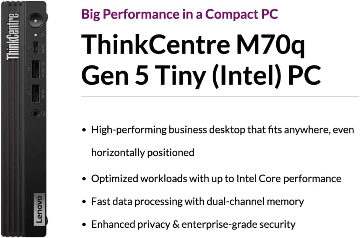 Lenovo Upgraded ThinkCentre M70q Desktop (Intel i7 14700T, 32GB