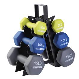 HolaHatha - Neoprene Dumbbell Free Hand Weight Set with Rack - Multicolor