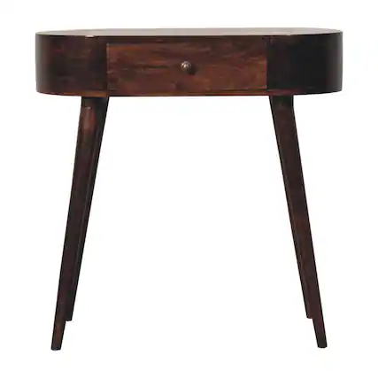 Front. Artisan Furniture - Artisan Furniture Solid Wood California Walnut Rounded Small Console Table, 1 Drawer, Brown - Brown.