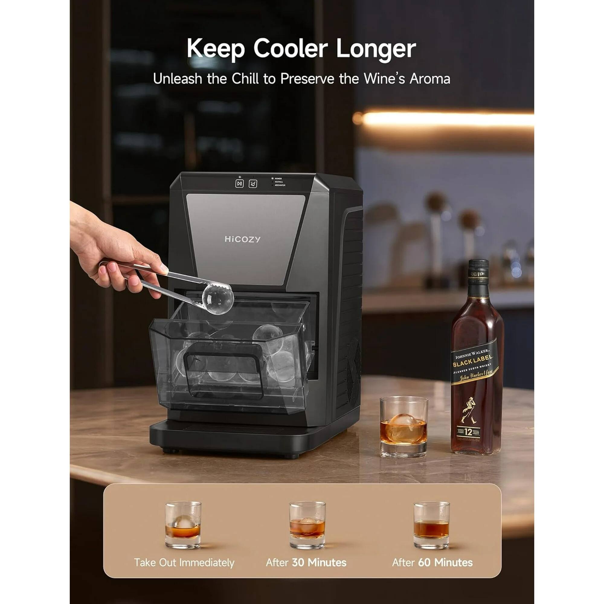 Keep Cooler Longer  
Unleash the Chill to Preserve the Wine's Aroma  

Take Out Immediately  
After 30 Minutes  
After 60 Minutes