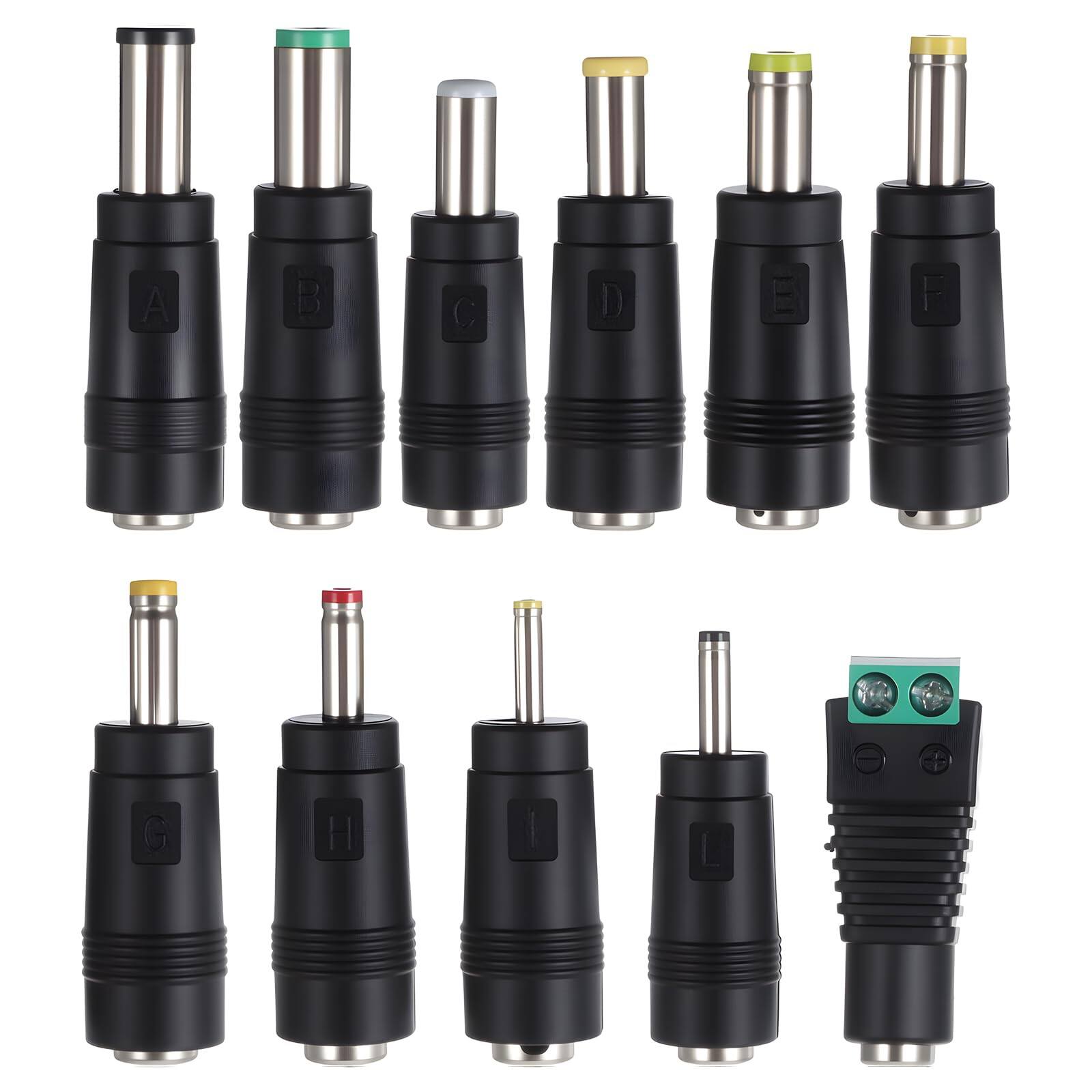 Front. ESBANY - DC Adapter Plug, 11 Pcs Universal 5.5 mm x 2.1 mm DC AC Power Adapter Tips Connector Charger Adapters Kit Power Supply.
