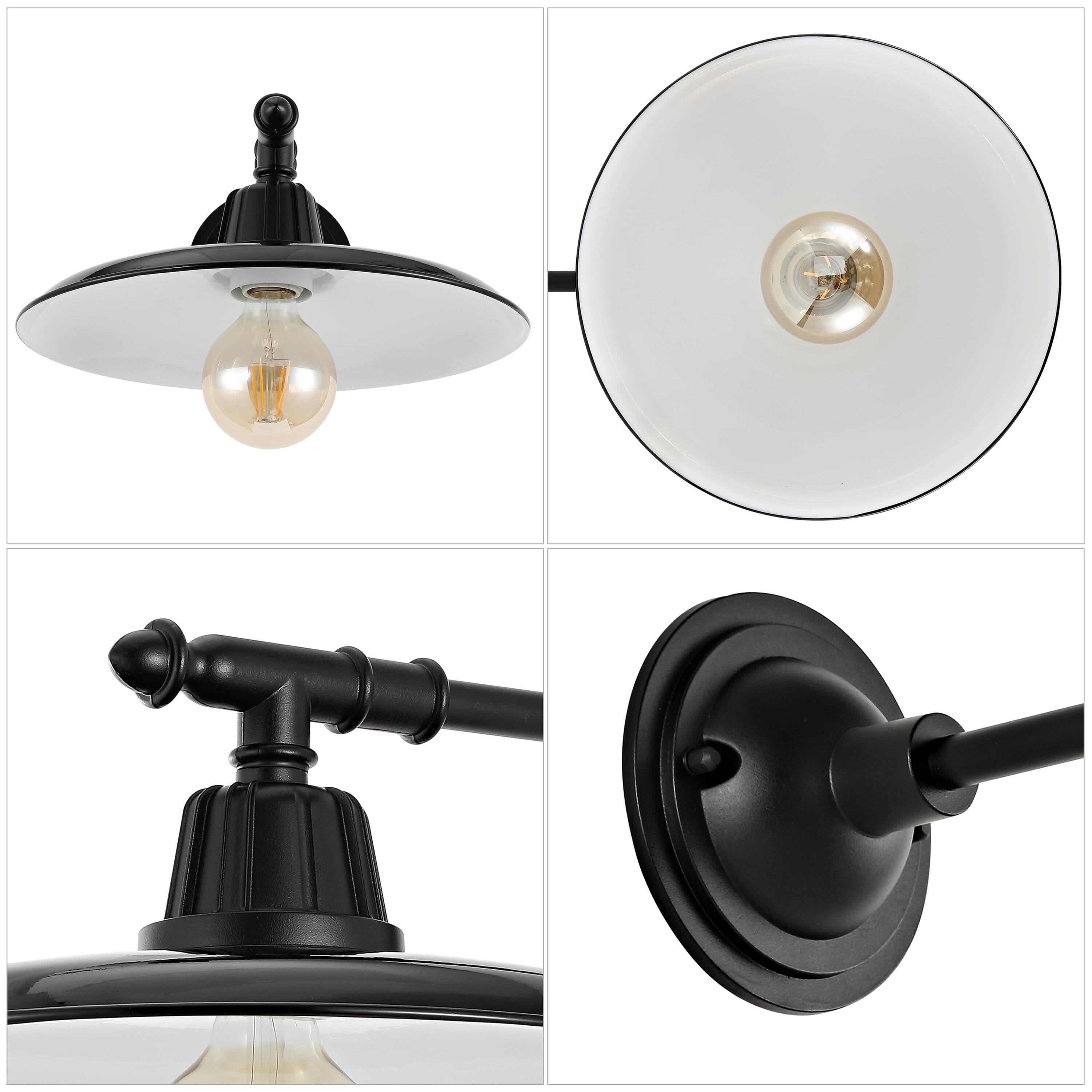 Alt View 4. Jonathan Y - Bonner 12" 1-Light Farmhouse Industrial Indoor/Outdoor Iron LED Victorian Arm Outdoor Sconce, Black - Black.